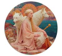 Blonde Woman Rätsel Für Erwachsene |Two White Wolves| Familienspaß-Puzzles 1000pcs (67.5x67.5cm) Erwachsene