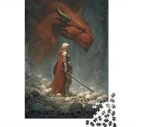 Blonde Woman, Red Dragon Rätsel Für Erwachsene |fantasy Forest| Familienspaß-Puzzles 38x26cm/1000pcs Erwachsene