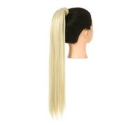 Blonde Wrap Around Pigtail Long Smooth Overhead Pony Tail Synthetic Straight Ponytail Hair Extension Clip in Fake Wig Hairpiece Hair Extension for Daily Use(Beach blonde,24inches)