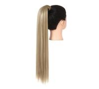 Blonde Wrap Around Pigtail Long Smooth Overhead Pony Tail Synthetic Straight Ponytail Hair Extension Clip in Fake Wig Hairpiece Hair Extension for Daily Use(Dirty blonde,32inches)