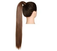 Blonde Wrap Around Pigtail Long Smooth Overhead Pony Tail Synthetic Straight Ponytail Hair Extension Clip in Fake Wig Hairpiece for Daily Use(Light brown,32inches)