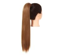 Blonde Wrap Around Pigtail Long Smooth Overhead Pony Tail Synthetic Straight Ponytail Hair Extension Clip in Fake Wig Hairpiece Hair Extension for Daily Use(Copper Auburn,32inches)
