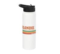 Blondie Retro Personalized First Name Vintage Stripes Stainless Steel Insulated Water Bottle