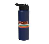 Blondie Retro Personalized First Name Vintage Stripes Stainless Steel Insulated Water Bottle