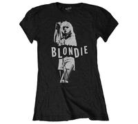 Blondie T Shirt Mic Stand Debbie Harry Logo Official Womens Skinny Fit Black L