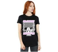 Blondie Women's Checked Eat To The Beat Cotton Boyfriend T-Shirt in Black | Size: XL Blondie Black XL