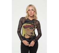 Blondie Women's Punk Poster Long Sleeve Mesh Crop Top in Black | Size: Medium Blondie Black M