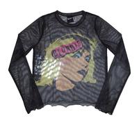 Blondie Women's Punk Poster Mesh Long-Sleeved Crop Top in Black | Size: Large Blondie Black L