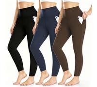 BLONGW 3 Pack High Waisted Yoga Leggings for Women UK - Buttery Soft Activewear Leggings with Pockets, Tummy Control Non-See-Through Gym & Running Pants for Everyday Comfort