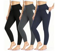 BLONGW 3 Pack High Waisted Yoga Leggings for Women UK - Buttery Soft Activewear Leggings with Pockets, Tummy Control Non-See-Through Gym & Running Pants for Everyday Comfort