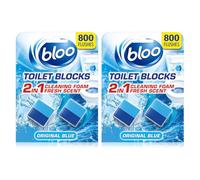 Bloo 2in1 In-Cistern Toilet Blocks Original 50g Limescale Remover Toilet Bowl Cleaner Foaming Action Fresheners Descaler Set of 4 Blocks