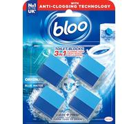 Bloo Toilet Rim Blocks Original Blue Clean+Fresh with Fragrance, 4x50g
