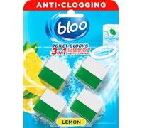 Bloo 3in1 Lemon Toilet Blocks, Toilet Limescale Remover Cistern Block, Toilet Cleaner Block with Cleaning and Foaming Action, Toilet Fresheners - Pack of 4