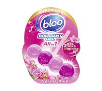Bloo Brilliant Gel All in 1 Toilet Rim Block Cleaner, Spring Rain Fresh Scent, for All-Around Cleanliness, Long Lasting Freshness and Brilliant Shine - Pack of 2