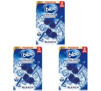 Bloo Colour Active Toilet Rim Block, Bleach, Twin Pack, 2 x 50g (Pack of 3)