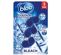 Bloo Colour Active Toilet Rim Block Bleach with Anti-Limescale, Cleaning Foam, Dirt Protection and Extra Freshness with Bloo Odour-Stop Technology, Pack of 2 Rimblocks, Pack of 3 Rimblocks