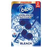 Bloo Colour Active Toilet Rim Block Bleach with Anti-Limescale, Cleaning Foam, Dirt Protection and Extra Freshness with Bloo Odour-Stop Technology, Pack of 2 Rimblocks