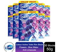 Bloo Colour Active Toilet Rim Block Fresh Flowers Anti-Limescale 3 x 50g 10 Pack