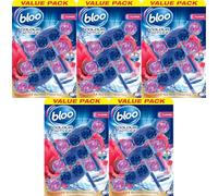 Bloo Colour Active Toilet Rim Block Fresh Flowers - Anti-Limescale, Cleaning Foam & Odour-Stop Technology, Pack of 3 (Multipack of 5, 15 Rim Blocks Total) - Aldbury Goods