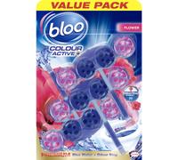 Bloo Colour Active Toilet Rim Block - Fresh Flowers, Pack of 3