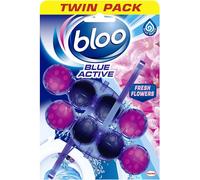 Bloo Colour Active Toilet Rim Block Fresh Flowers with Anti-Limescale, Cleaning Foam, Dirt Protection and Extra Freshness - 2 x 50g
