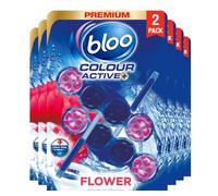 Bloo Colour Active Toilet Rim Block Fresh Flowers with Anti-Limescale, Cleaning Foam, Dirt Protection and Extra Freshness - 12 x rimblocks