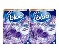 Bloo Colour Active Toilet Rim Block Lavender with Anti-Limescale, Cleaning Foam, Dirt Protection and Extra Freshness - 50g (Pack of 2)