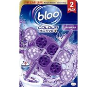 Bloo Colour Active Toilet Rim Block Lavender with Anti-Limescale, Cleaning Foam, Dirt Protection and Extra Freshness - 2 x Rimblocks, purple