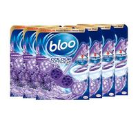 Bloo Colour Active Toilet Rim Block Lavender with Anti-Limescale, Cleaning Foam, Dirt Protection and Extra Freshness with Bloo Odour-Stop Technology, 50g X 6