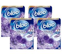 Bloo Colour Active Toilet Rim Block Lavender with Anti-Limescale, Cleaning Foam, Dirt Protection and Extra Freshness - 50g (Pack of 4)