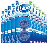 Bloo In Cistern Twin Blocks Blue Original with Long Lasting Anti-Limescale Cleaning, Foaming & Blue Water 10 x 2 Pack