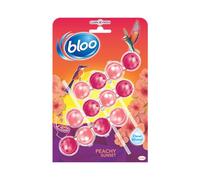 Bloo Limited Edition Peach Power Active Clear Water Toilet Cleaner Rim Block with Anti-Limescale, Cleaning Foam, Dirt Protection and Extra Freshness, 3 x Toilet Blocks