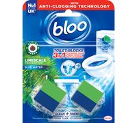 Bloo New 3in1 Toilet Blocks, Pack of 2, Toilet Limescale Remover Cistern Block, Toilet Cleaner Block with Cleaning and Foaming Action, Toilet