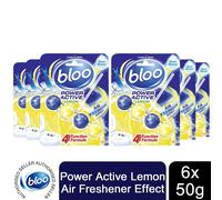 Bloo Power Active Premium Scent Of Lemon Toilet Rim Block, 6 Pack of 50g