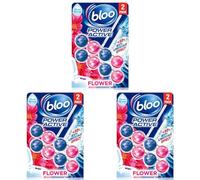 Bloo Power Active Toilet Rim Block, Fresh Flowers, 2 x 50g (Pack of 3)