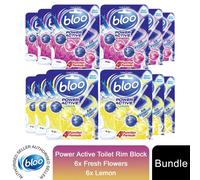 Bloo Power Active Toilet Rim Block Fresh Flowers & Lemon w/ Anti-Limescale 6x50g