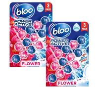 Bloo Power Active Toilet Rim Block Fresh Flowers - Toilet Fresheners And Cleaners - Toilet Cleaner Limescale Remover, Toilet Cleaner For Dirt Protection, Toilet Block, 2 Pack + Free Cheeroo Magnet