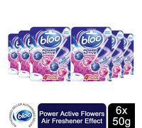 Bloo Power Active Toilet Rim Block Fresh Flowers with Anti-Limescale, 6x50g