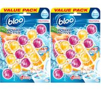 Bloo Power Active Toilet Rim Block Fruitopia (50 g), Clear Water Toilet Rim Block with Fresh Orange & Peach Scent, with Anti-Limescale Formula, Pack of 6 Rim Blocks
