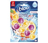 Bloo Power Active Toilet Rim Block Fruitopia (50g), Clear Water Toilet Rim Block with Fresh Orange & Peach Scent, with Anti-Limescale Formula, Pack of 3 Rimblocks