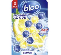 Bloo Power Active Toilet Rim Block Lemon, with Anti-Limescale, Cleaning Foam, Dirt Protection and Extra Freshness - Pack of 3 Rimblocks