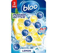Bloo Power Active Toilet Rim Block Lemon, With Anti-Limescale, Cleaning Foam, Dirt Protection And Extra Freshness - Pack Of 3