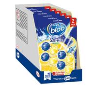 Bloo Power Active Toilet Rim Block Lemon, with Anti-Limescale, Cleaning Foam, Dirt Protection and Extra Freshness - 2x6 pack (12 rimblocks)