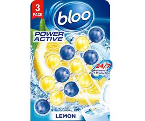 Bloo Power Active Toilet Rim Block Lemon, With Anti-Limescale, Cleaning Foam, Dirt Protection And Extra Freshness - Pack Of 3