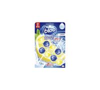Bloo Power Active Toilet Rim Block Lemon with AntiLimescale Cleaning Foam Dirt Protection and Extra Freshness Pack of 2 Rimblocks