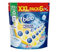 Bloo Power Active Toilet Rim Block XXL pack (300g = 6x50g), Toilet Rim Block with Fresh Lemon Scent, Hanging Toilet Bowl Rim Block with Anti-Limescale Formula