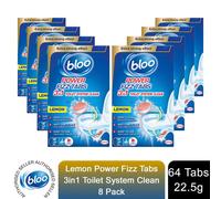 Bloo Power Toilet Fizz Tabs, Drain Deep Cleaning Bad Odour, 8 x 25g 8 Pack