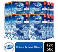 Bloo Toilet Rim Block Colour Active+Bleach for Long-Lasting Freshness 2x50g 12pk