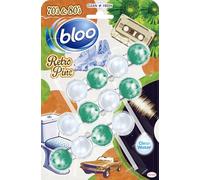 Bloo Toilet Rim Block Retro Pine (50g), Clear Water Toilet Rim Block with Fresh Pine & Mint Scent, with Anti-Limescale Formula, Pack of 3 Rimblocks