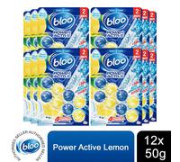 Bloo Toilet Rim Blocks Colour Active+ Lemon for Anti-Limescale Effect 2x50g 12pk